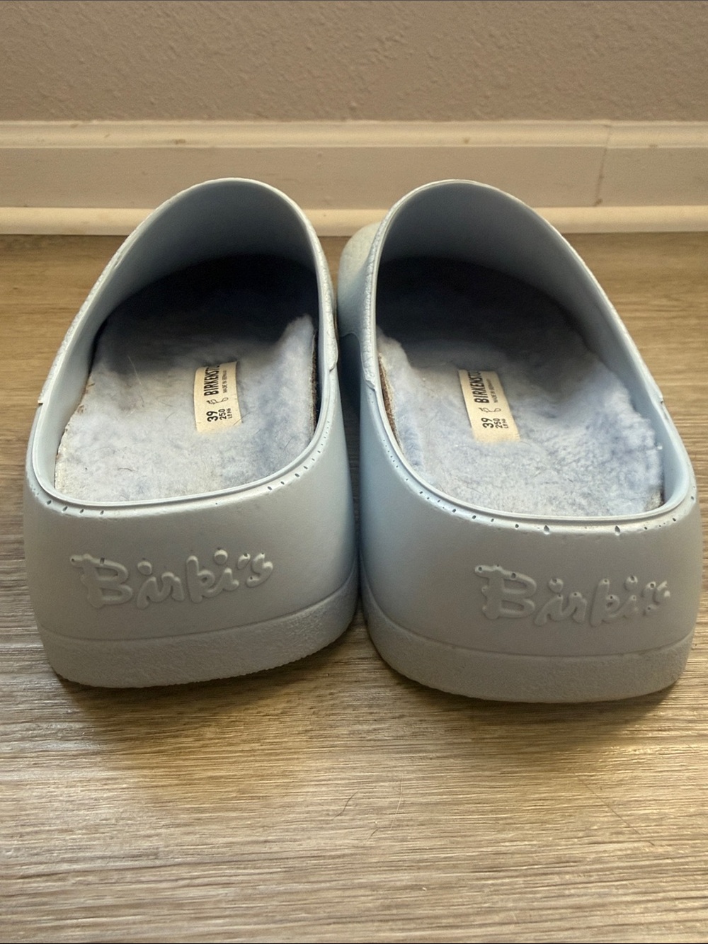 Birkenstock Women’s Light Blue Shearling-Lined Slip-On Clogs - Picture 2 of 4